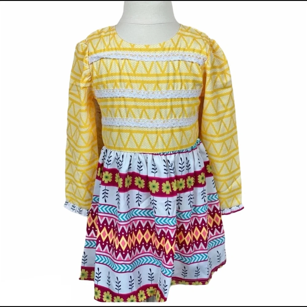 New Sunshine & Daisies Southwestern Boutique Kids Dress FIRM PRICE